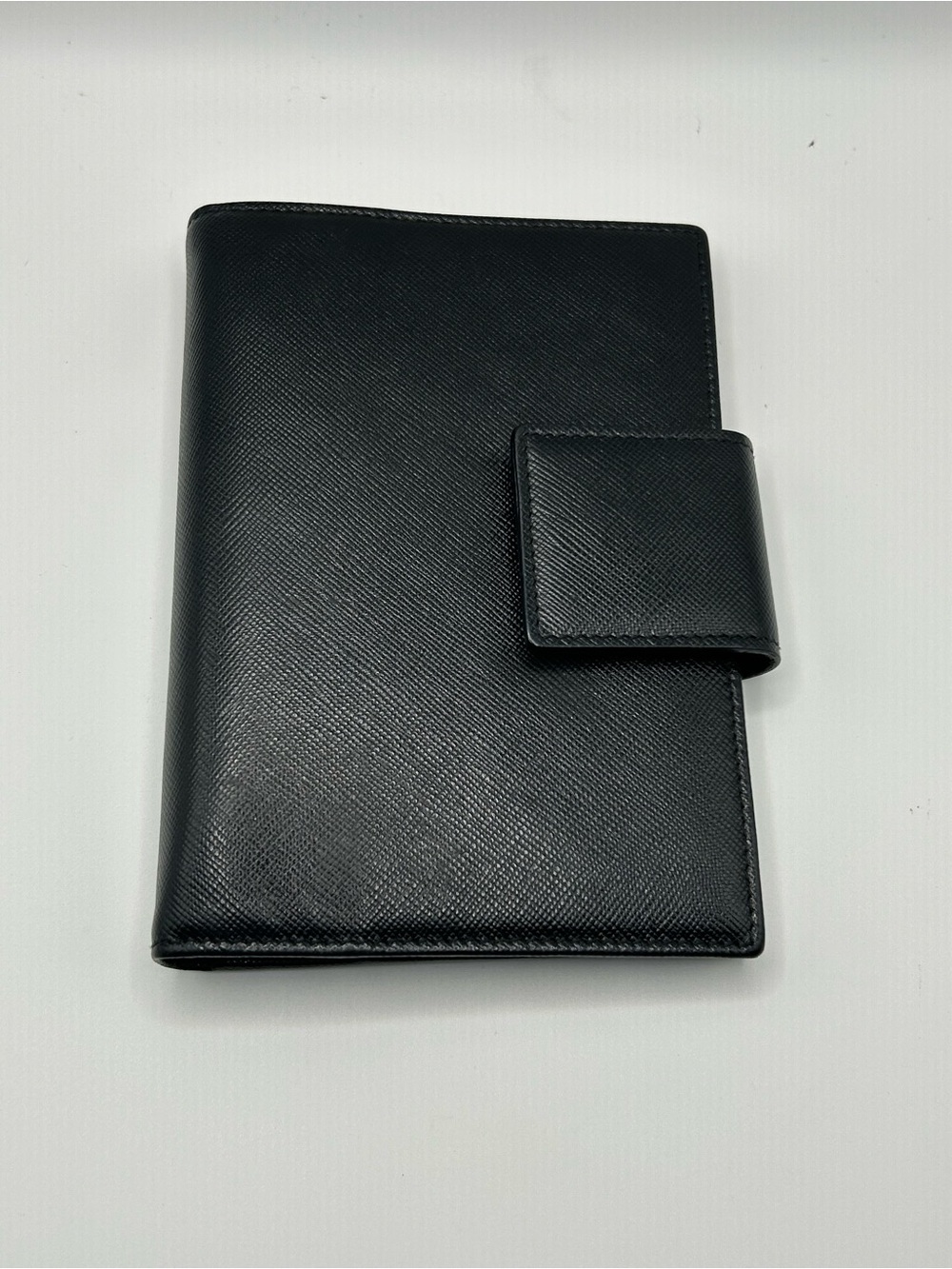 Prada Black Saffiano Leather Snap Agenda pm